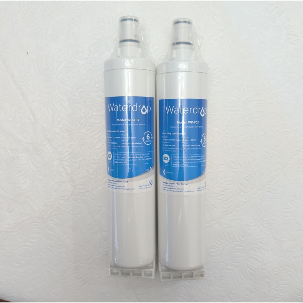 Waterdrop Water Filter Model WD-F02 Refrigerator Replacement Set Of Two Filters